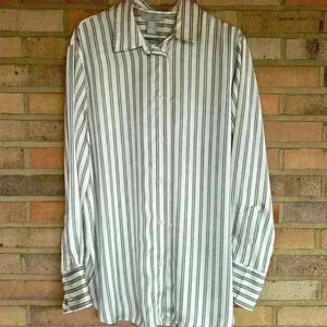 H&M long sleeve silky collared striped oversized shirt